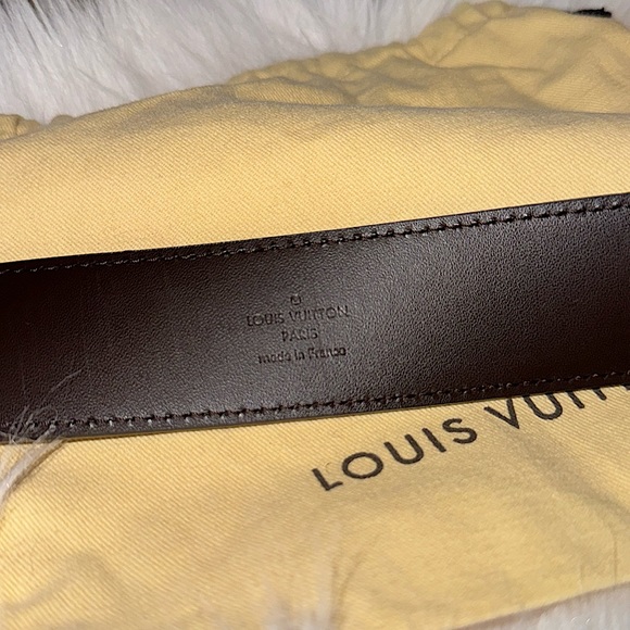 Louis Vuitton LV initials Damier Ebene 40mm Brown LV Logo Leather Belt (unisex) - Picture 4 of 9